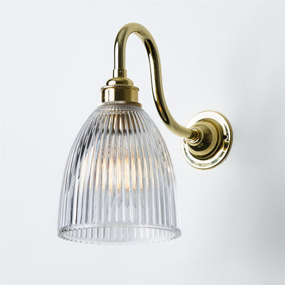 Old School Electric Elongated Prismatic Bathroom Wall Light, Swan Arm