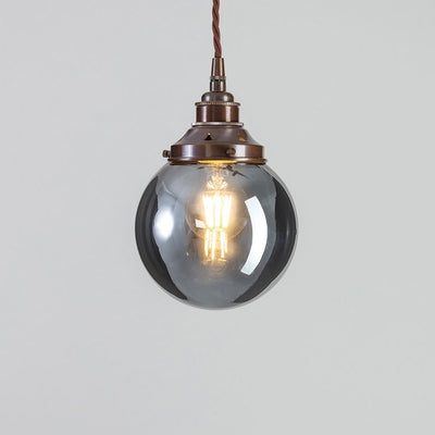 Old School Electric Globe Blown Glass Pendant Light, Smoked