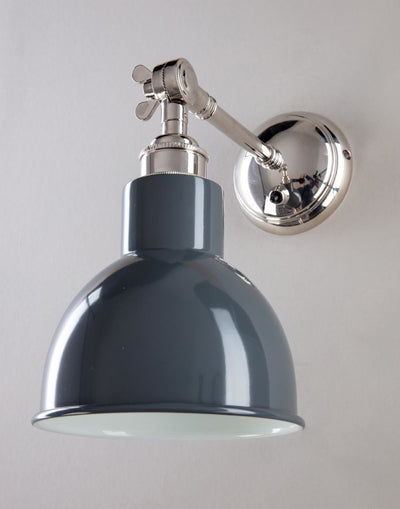 Old School Electric Churchill Wall Light : Adjustable Arm : Coloured Shades