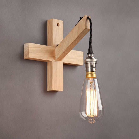 Old School Electric Oak Bulb Wall Light